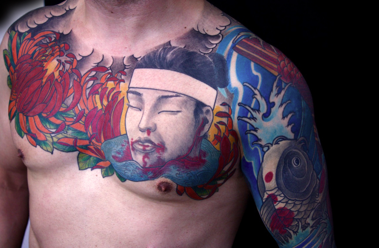 Brusttattoo Samurai