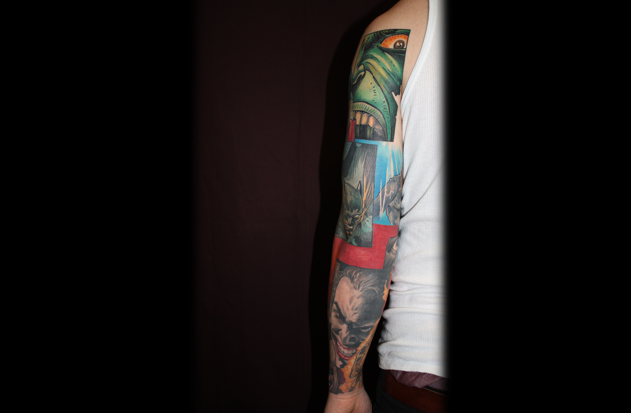 Verschiedene Comichelden umgesetzt als Sleeve.