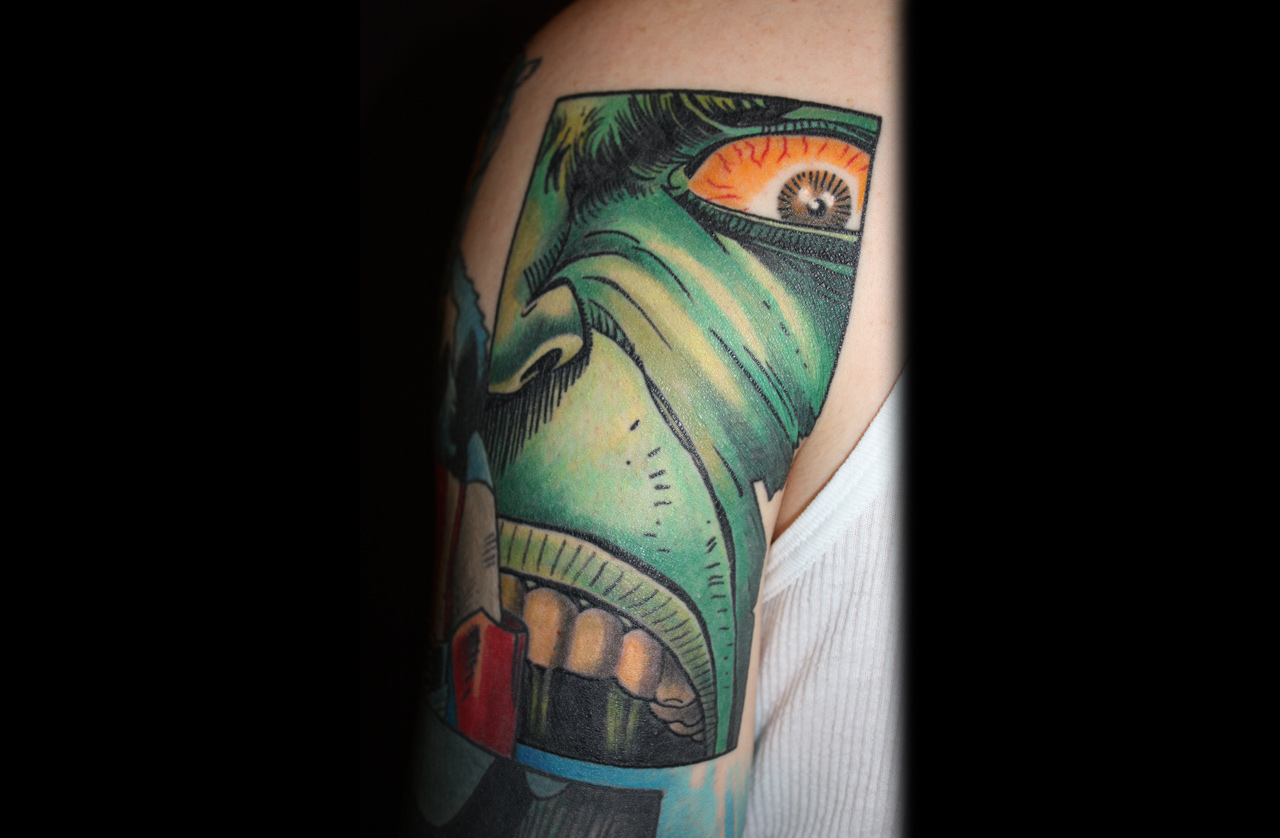 Hulktattoo im Comicstyle