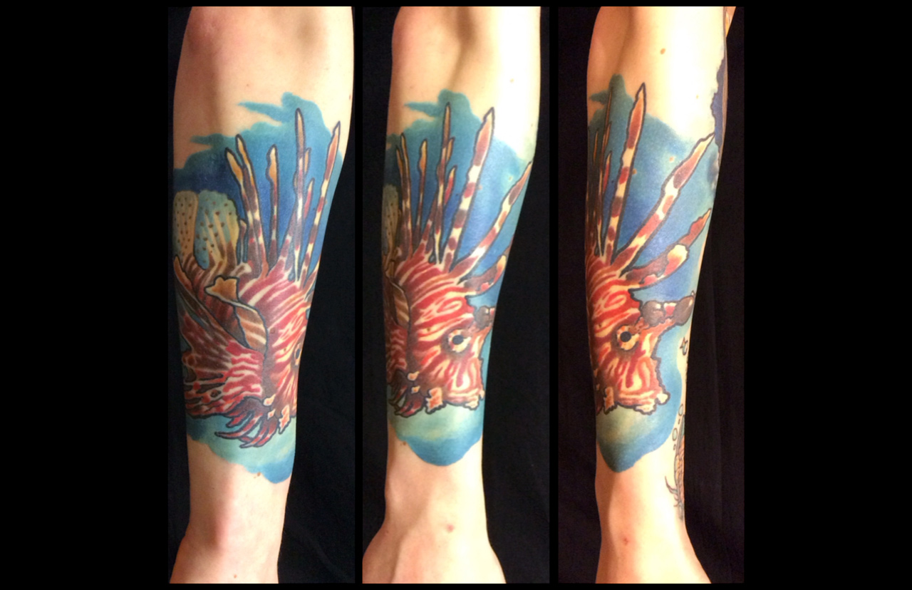 Unterarmtattoo eines Rotfeuerfischs