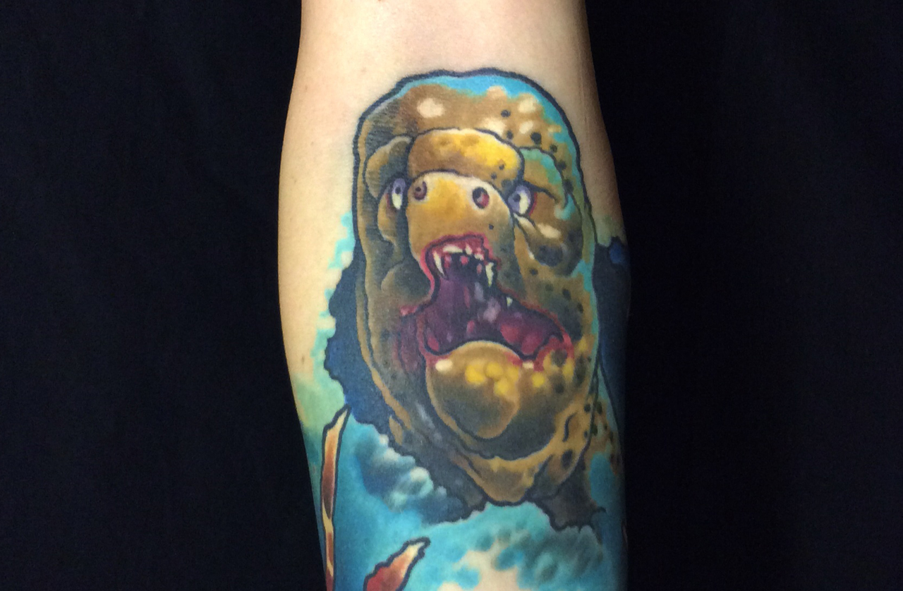 New School tattoo einer Muräne