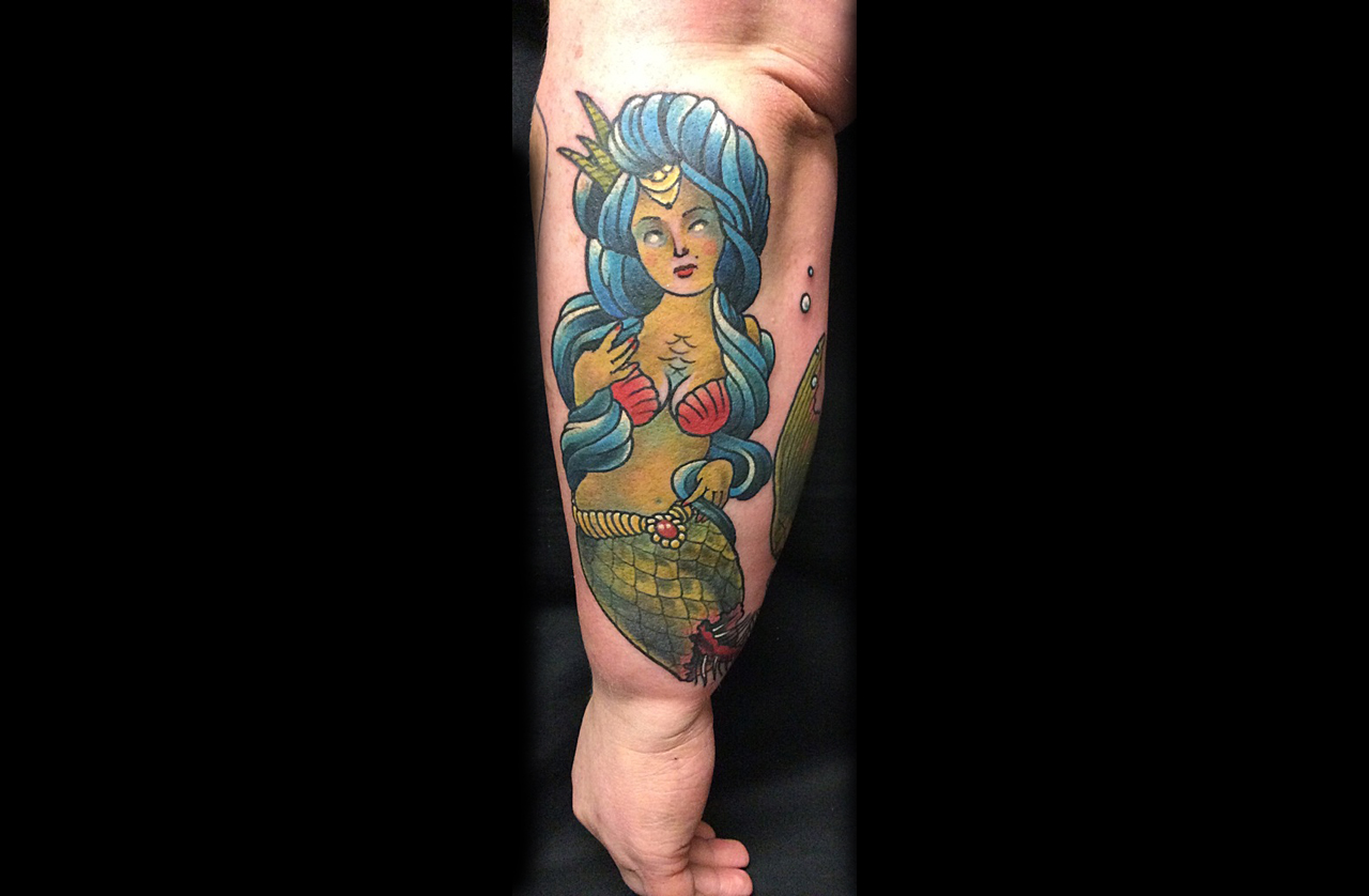 Unterarmtattoo einer Zombie Meerjungfrau im Classicstyle