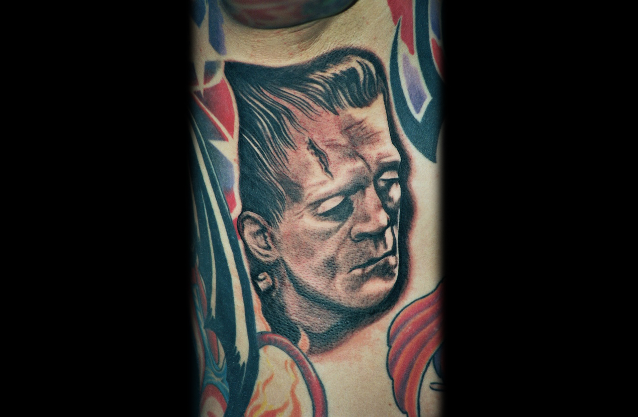 Frankenstein traditionell umgesetzt in schwarz/grau