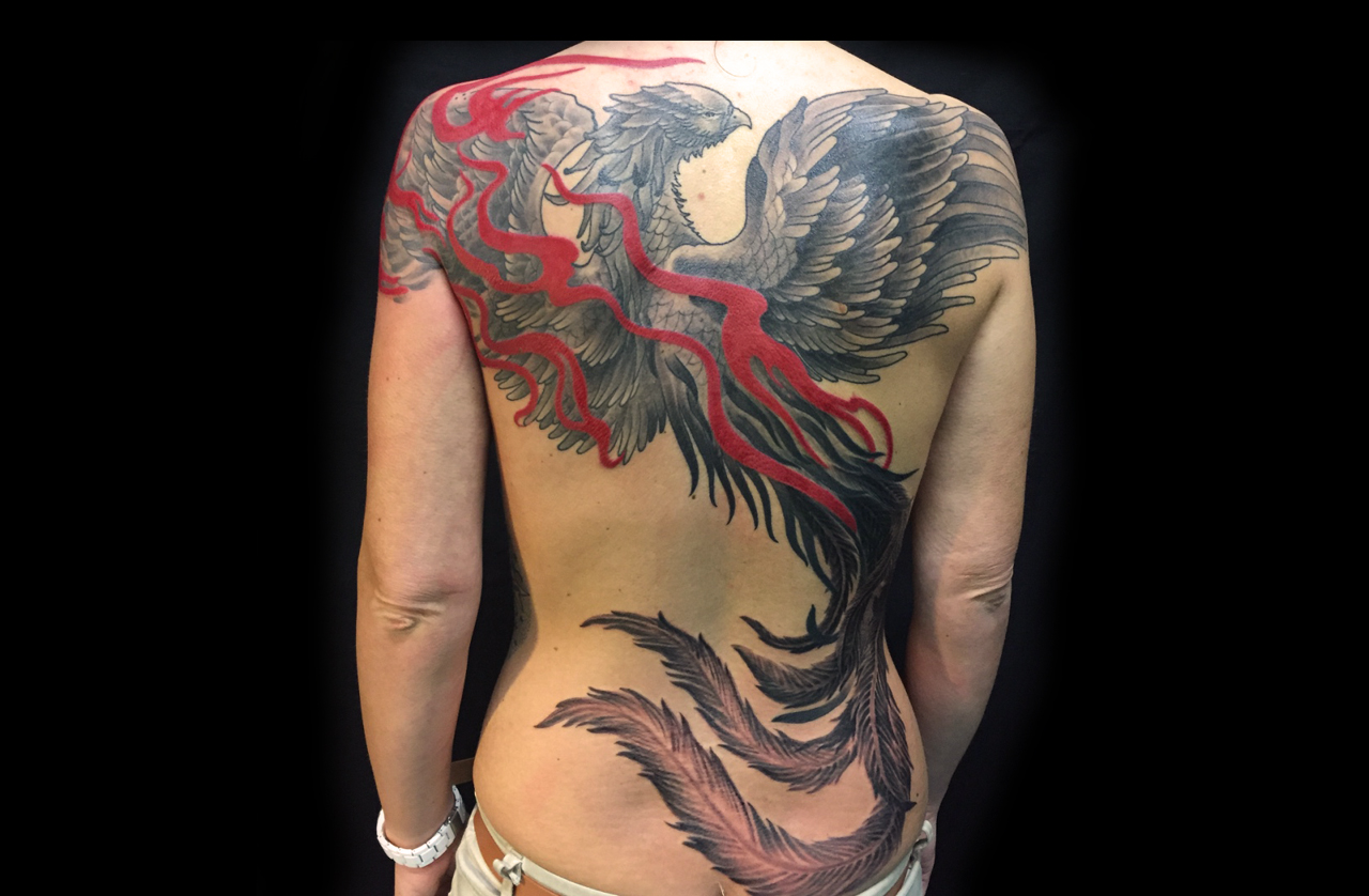 Backpiece mit Phönix