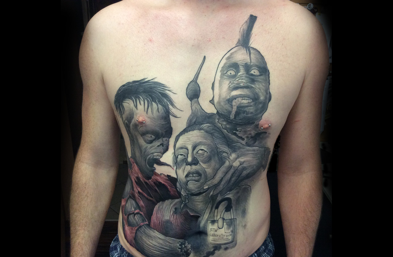 Frontpiece mit Zombies in black/grey